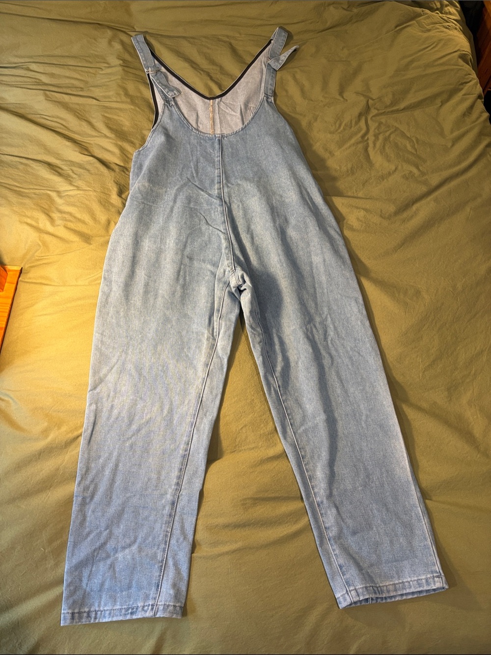 Light Blue Denim Overalls Jeans for Women - Casual Straight Leg